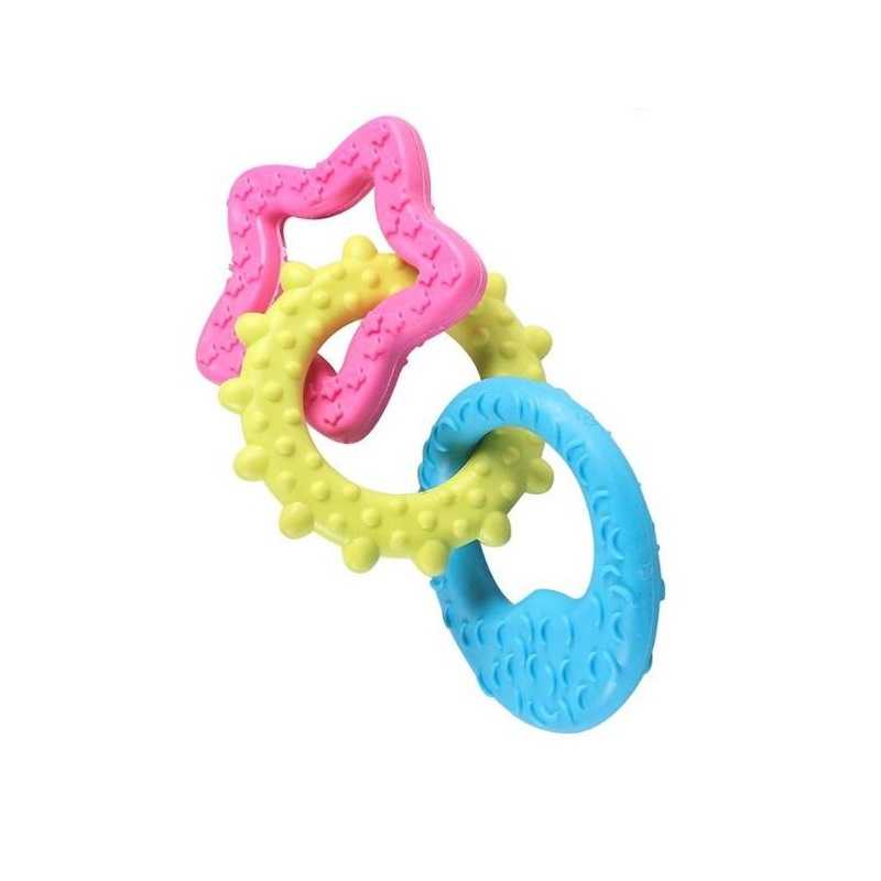 Pet Dog Puppy Chew Toy Pink Blue and Yellow