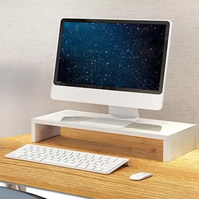 Computer Screen Stand Desk Riser Shelf Monitor Lifter - White Colour