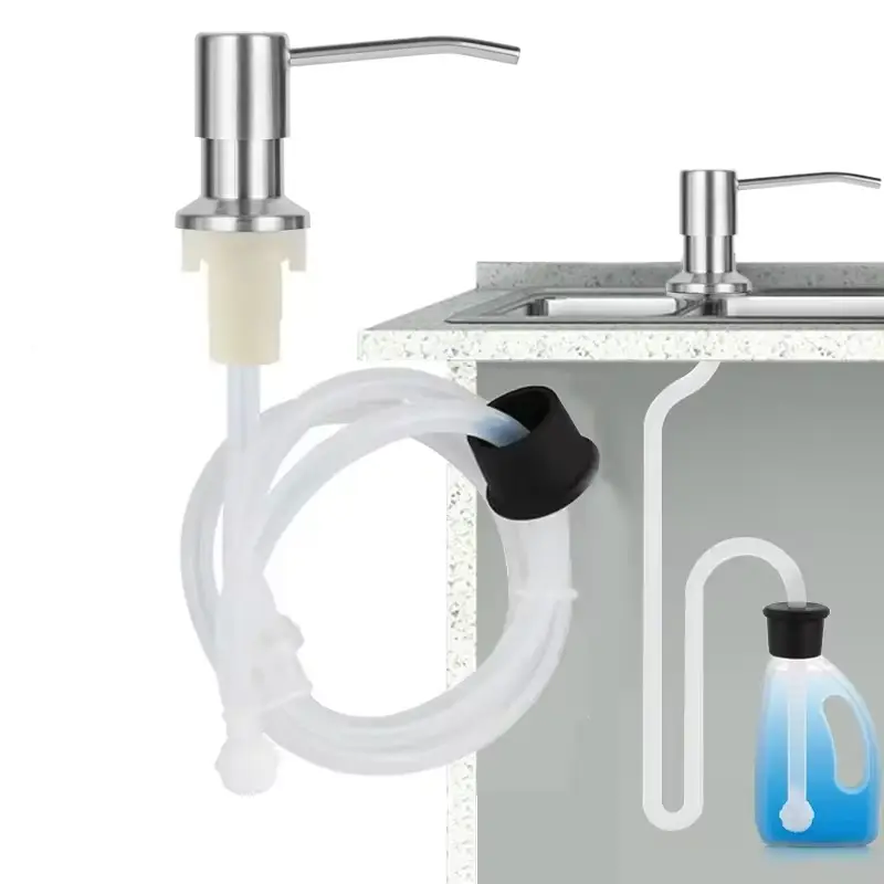 Brushed Stainless Soap Pump with Tube Hand Soap Dispenser - Without Bottle