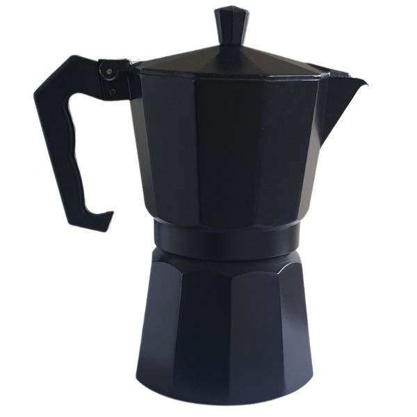 Side-shot-of-Large-Black-Moka-Pot-Stovetop-Coffee-Maker-6-Cup-300ml