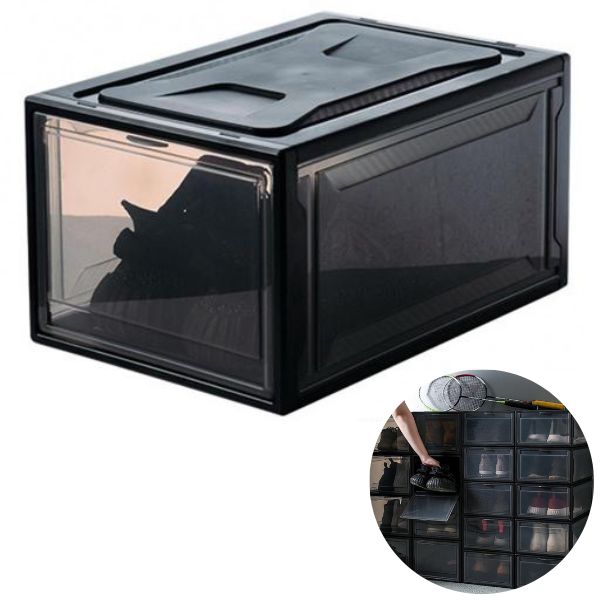 Magnetic Shoe Storage Box Black Colour 38 x 20 x 26 cm