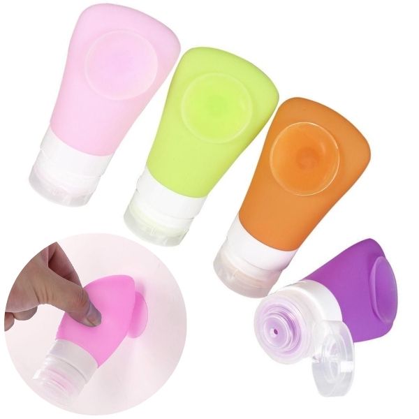 Silicone Travel Bottles for Toiletries 4 Pack with Pouch