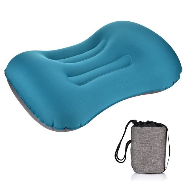 Inflatable Travel Pillow for Backpacking and Travelling Blue