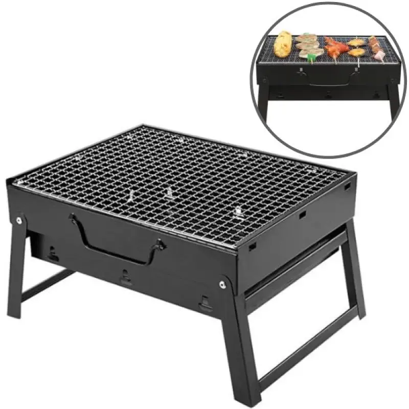 Charcoal Hibachi Grill BBQ Foldable Portable Suitcase 35 x 27 x 20 cm